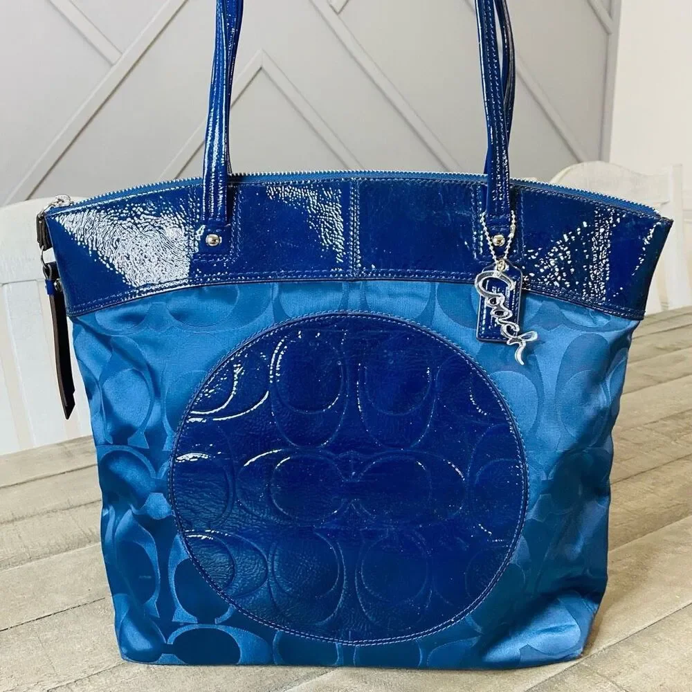 COACH Laura Large Designer Logo TOTE F18336 Luxury  LEATHER BAG Purse - Picture 3 of 10